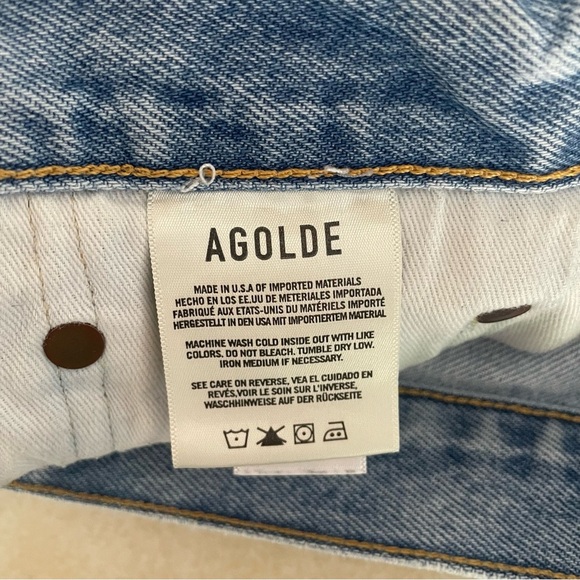 Agolde Parker Vintage Blue Denim Distressed Cut Off Shorts - 37760 - Picture 6 of 9